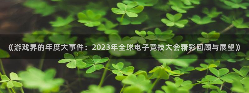奇亿娱乐在线登录：《游戏界的年度大事件：2023年全球电子竞
